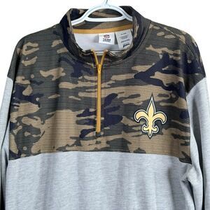 Zubaz New Orleans Saints 1/4 Zip Sweatshirt Pullover Mens XL Gray Camo NFL